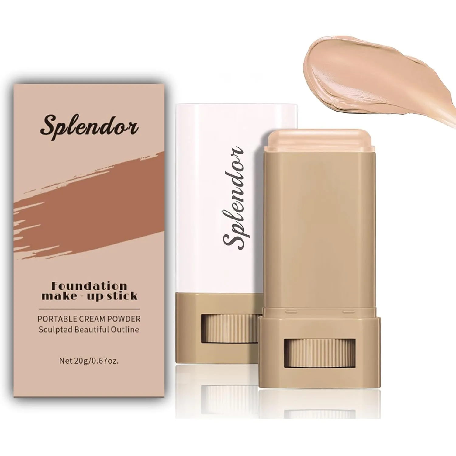 Splendor- Serum Enhanced Skin Tinted Balm, Solid Tinted Moisturizing Serum Contour Stick Foundation Face Stick, Natural Makeup for Women (4#, 1)