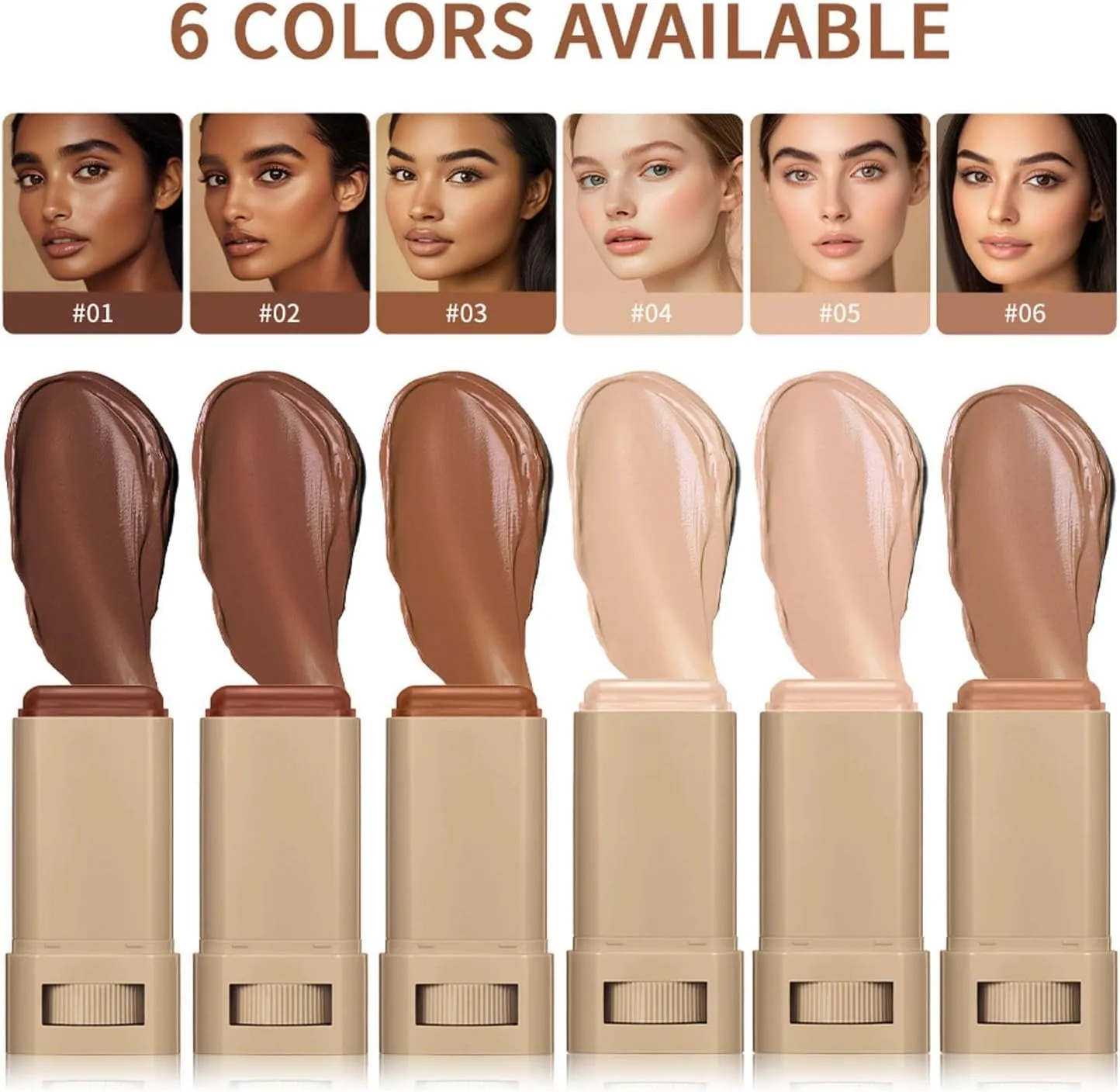 Splendor Skin Tint Balm for Black Women, Splendor Serum Boosted Skin Tint Balm, Foundation Stick Beauty Boosted Skin Tint, Solid Tinted Moisturizing Serum Contour Stick-06#