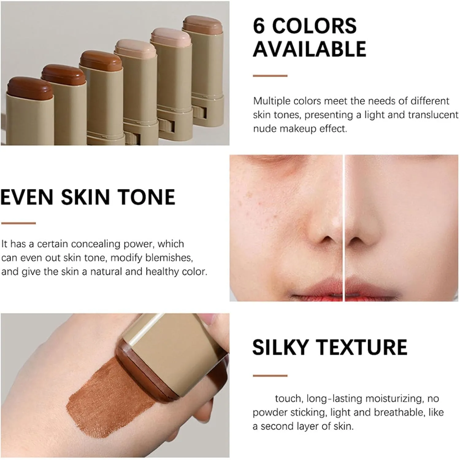 Splendor Skin Tint Balm for Black Women, Splendor Serum Boosted Skin Tint Balm, Foundation Stick Beauty Boosted Skin Tint, Solid Tinted Moisturizing Serum Contour Stick-06#