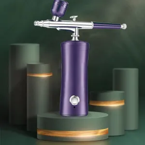 Spray Airbrush Set, Portable Facial Makeup Airbrush,Rechargeable Spray, for Face Skin Care Makeup SPA Model Painting Tattoo,Purple
