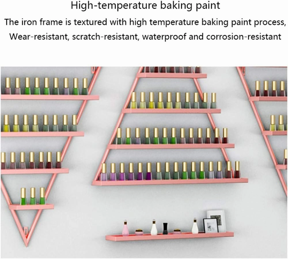 Storage Rack. Wall-Mounted 5-Layer Nail Polish, Metal Nail Polish Finishing Display Combination Stand, Salon Art Wall Hanging Polishing Rack, Cosmetic Display Stand for Perfume Lipstick Essen (Gold