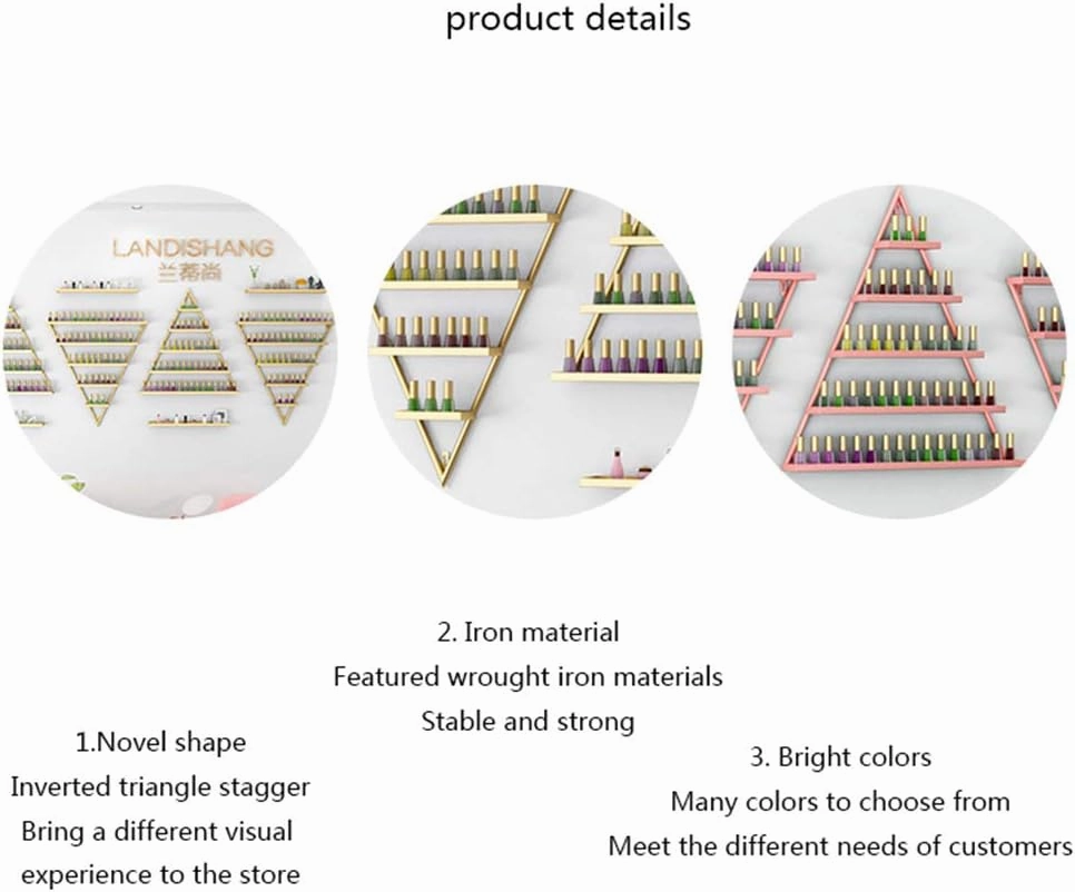Storage Rack. Wall-Mounted 5-Layer Nail Polish, Metal Nail Polish Finishing Display Combination Stand, Salon Art Wall Hanging Polishing Rack, Cosmetic Display Stand for Perfume Lipstick Essen (Gold