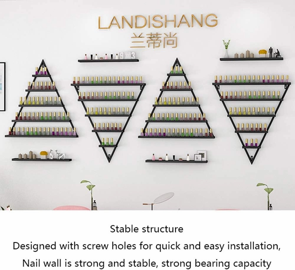 Storage Rack. Wall-Mounted 5-Layer Nail Polish, Metal Nail Polish Finishing Display Combination Stand, Salon Art Wall Hanging Polishing Rack, Cosmetic Display Stand for Perfume Lipstick Essen (Gold