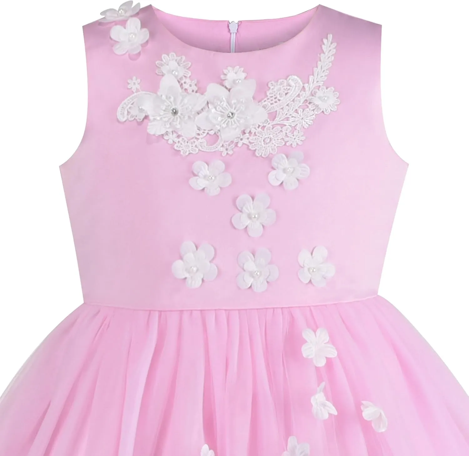 Sunny Fashion Flower Girls Dress White Wedding Pageant Bridesmaid Gown Size 3-10