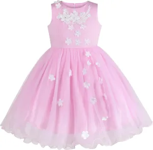 Sunny Fashion Flower Girls Dress White Wedding Pageant Bridesmaid Gown Size 3-10