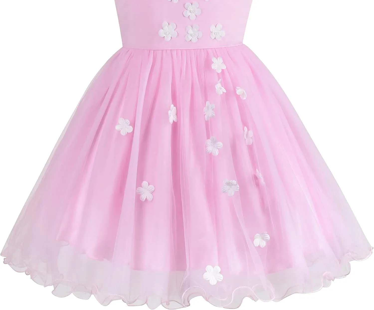 Sunny Fashion Flower Girls Dress White Wedding Pageant Bridesmaid Gown Size 3-10