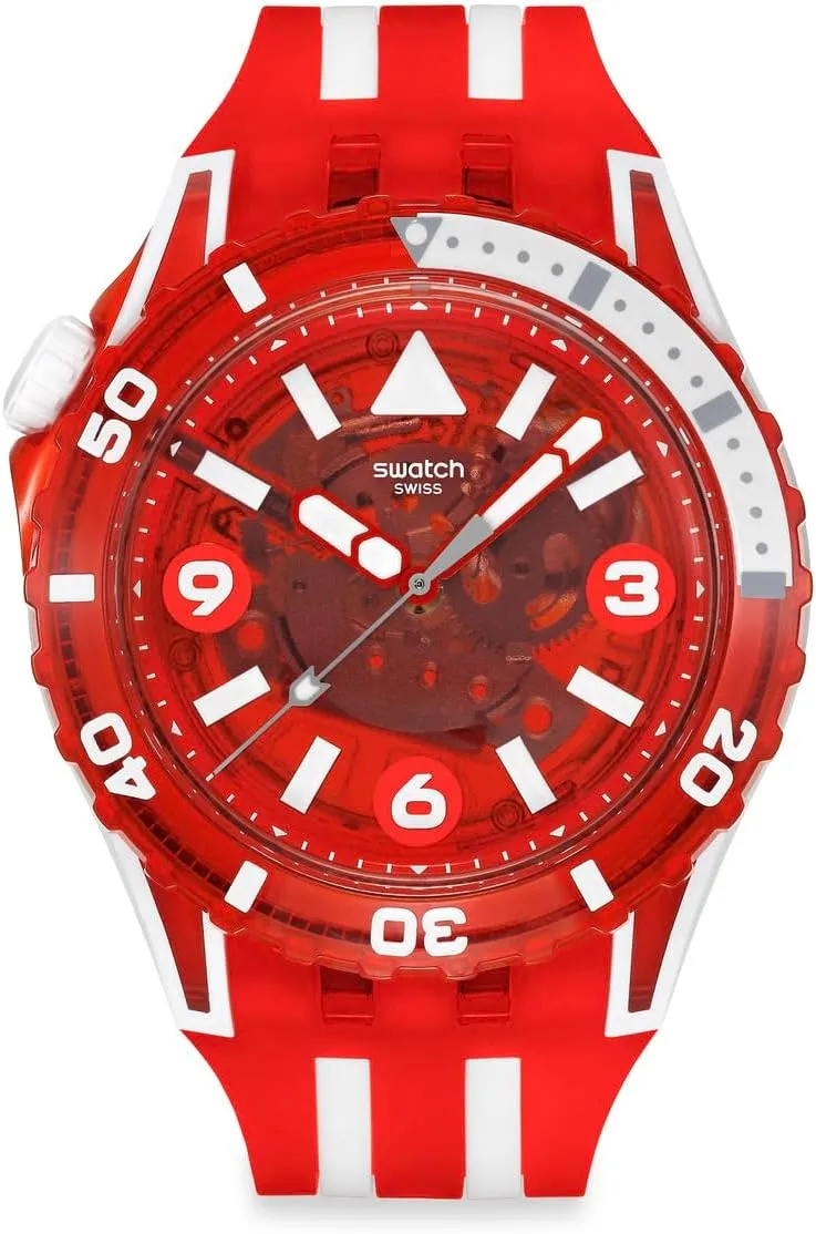 Swatch Unisex Casual Watch Red Bio-sourced Quartz Lion's Mane
