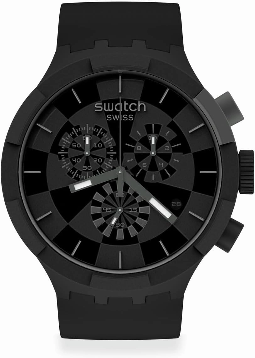 Swatch Quartz Silicone Strap, Black, 20 Casual Watch (Model: SB02B400)