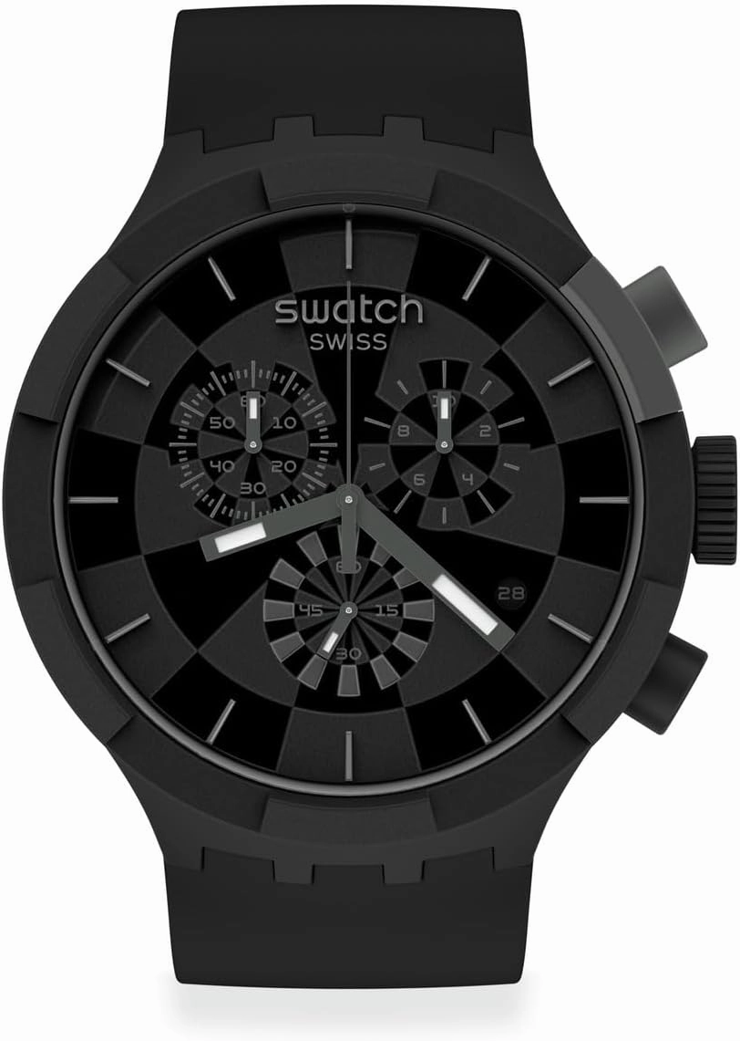 Swatch Quartz Silicone Strap, Black, 20 Casual Watch (Model: SB02B400)