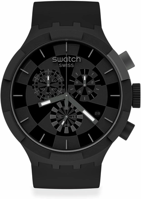 Swatch Quartz Silicone Strap, Black, 20 Casual Watch (Model: SB02B400)