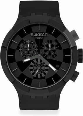 Swatch Quartz Silicone Strap, Black, 20 Casual Watch (Model: SB02B400)