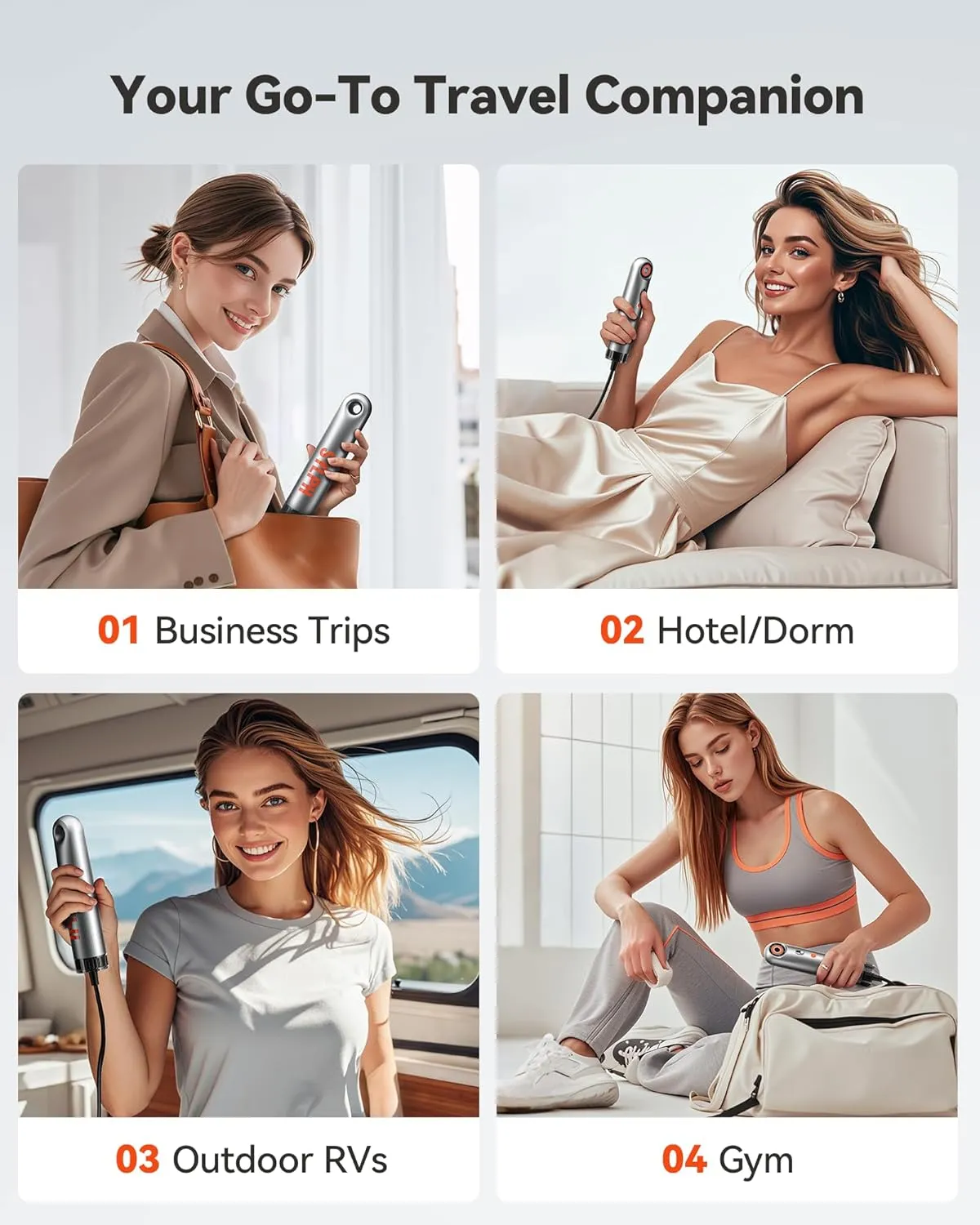 SYLPH Mini Hair Dryer, 0.55lb Small Size Travel Hairdryer, 850W Ionic Hair Dryer with 110,000 RPM High-Speed Motor, Intelligent Temperature Control No Heat Damage, Suitable for Home, Dorm, RVs(Silver)