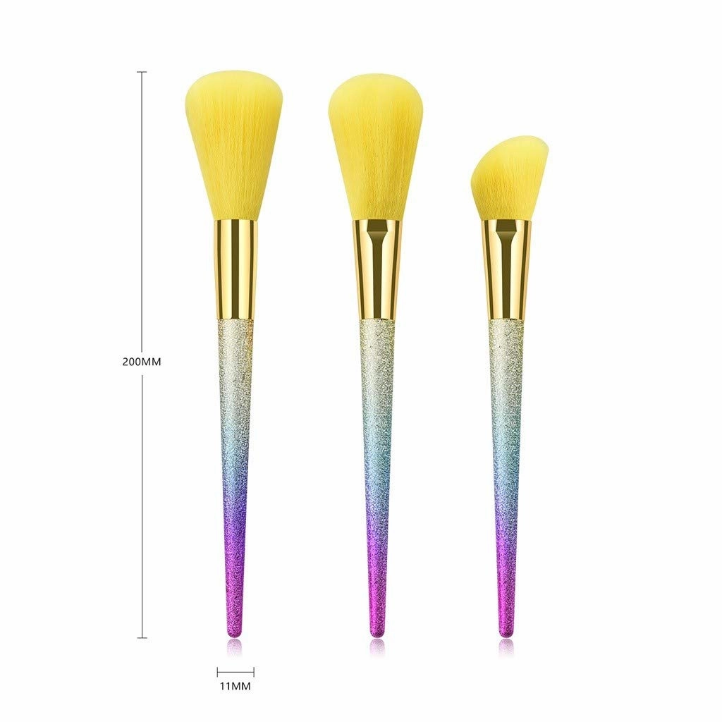 Tapered High-end Makeup Yellow Hair Handle With Plastic Brushes Pcs 3 Brush Travel Makeup Brushes