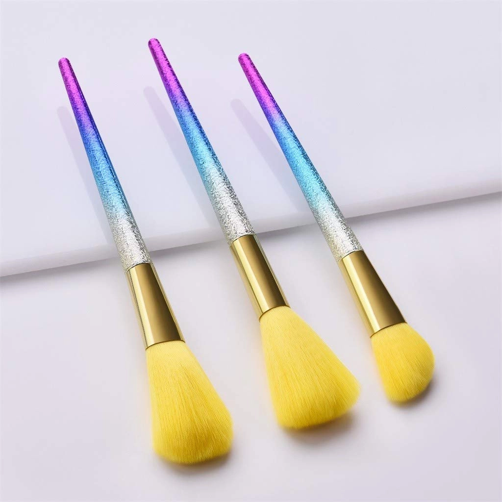 Tapered High-end Makeup Yellow Hair Handle With Plastic Brushes Pcs 3 Brush Travel Makeup Brushes