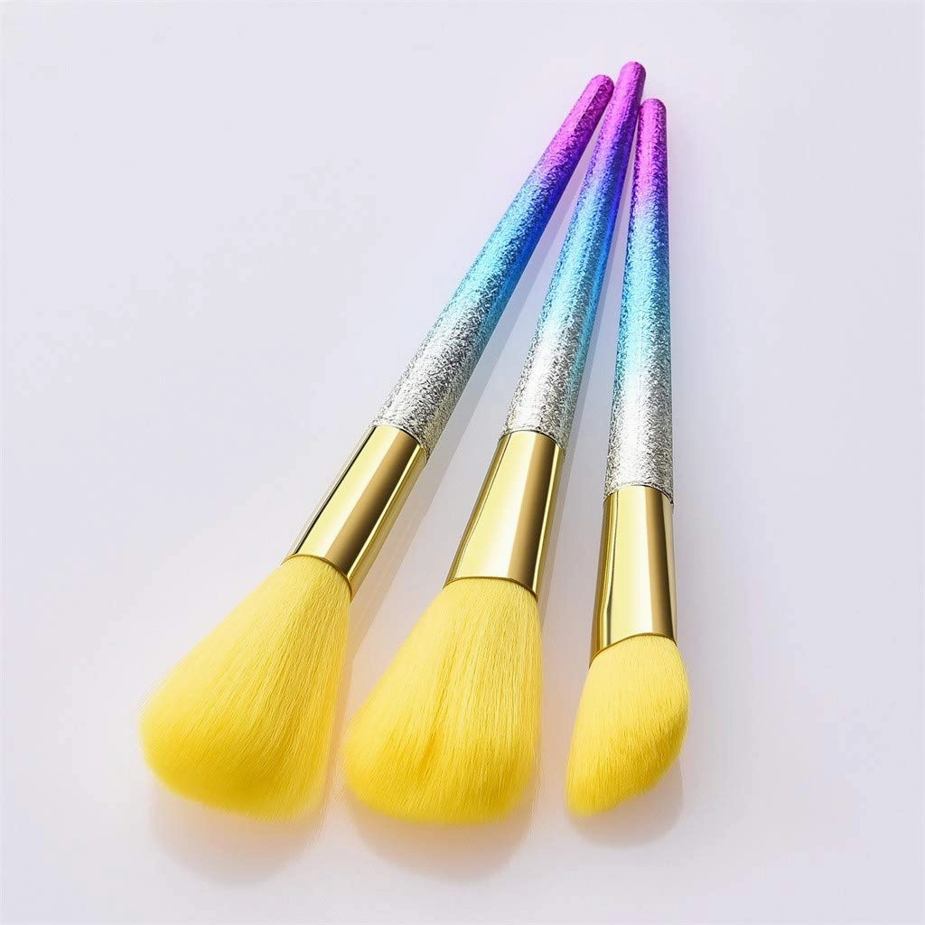 Tapered High-end Makeup Yellow Hair Handle With Plastic Brushes Pcs 3 Brush Travel Makeup Brushes