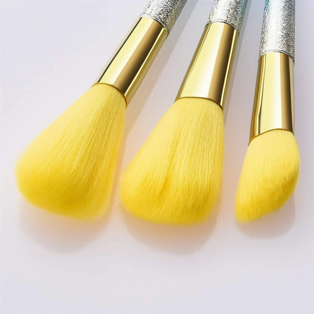Tapered High-end Makeup Yellow Hair Handle With Plastic Brushes Pcs 3 Brush Travel Makeup Brushes