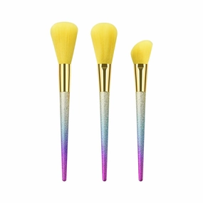 Tapered High-end Makeup Yellow Hair Handle With Plastic Brushes Pcs 3 Brush Travel Makeup Brushes