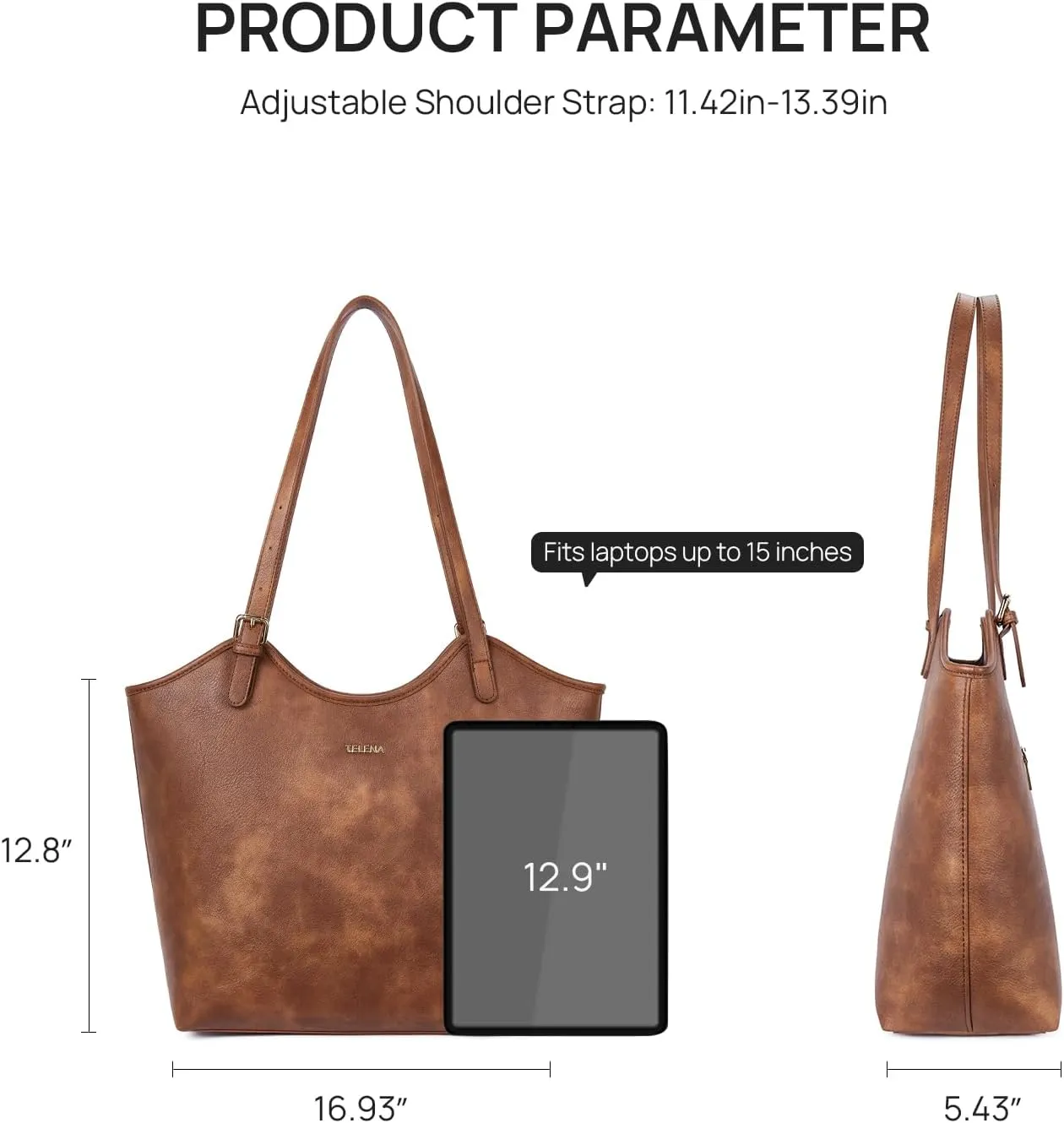 Telena Leather Tote Bag for Women Waterproof Woven Womens Tote Purse and Handbags for Work Travel Shopping