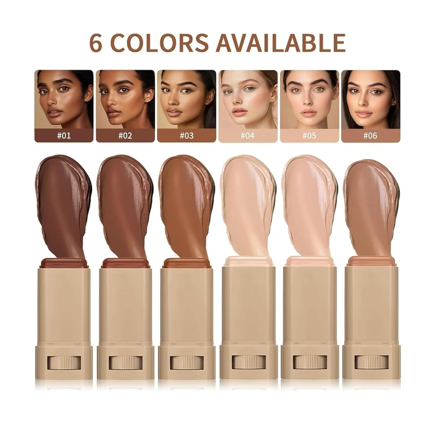 Tenddaily Foundation, Tenddaily Foundation Brush, Solid Tinted Moisturizing Serum Foundations, Full Coverage Concealer Balm, Portable Essence Stick(2#)
