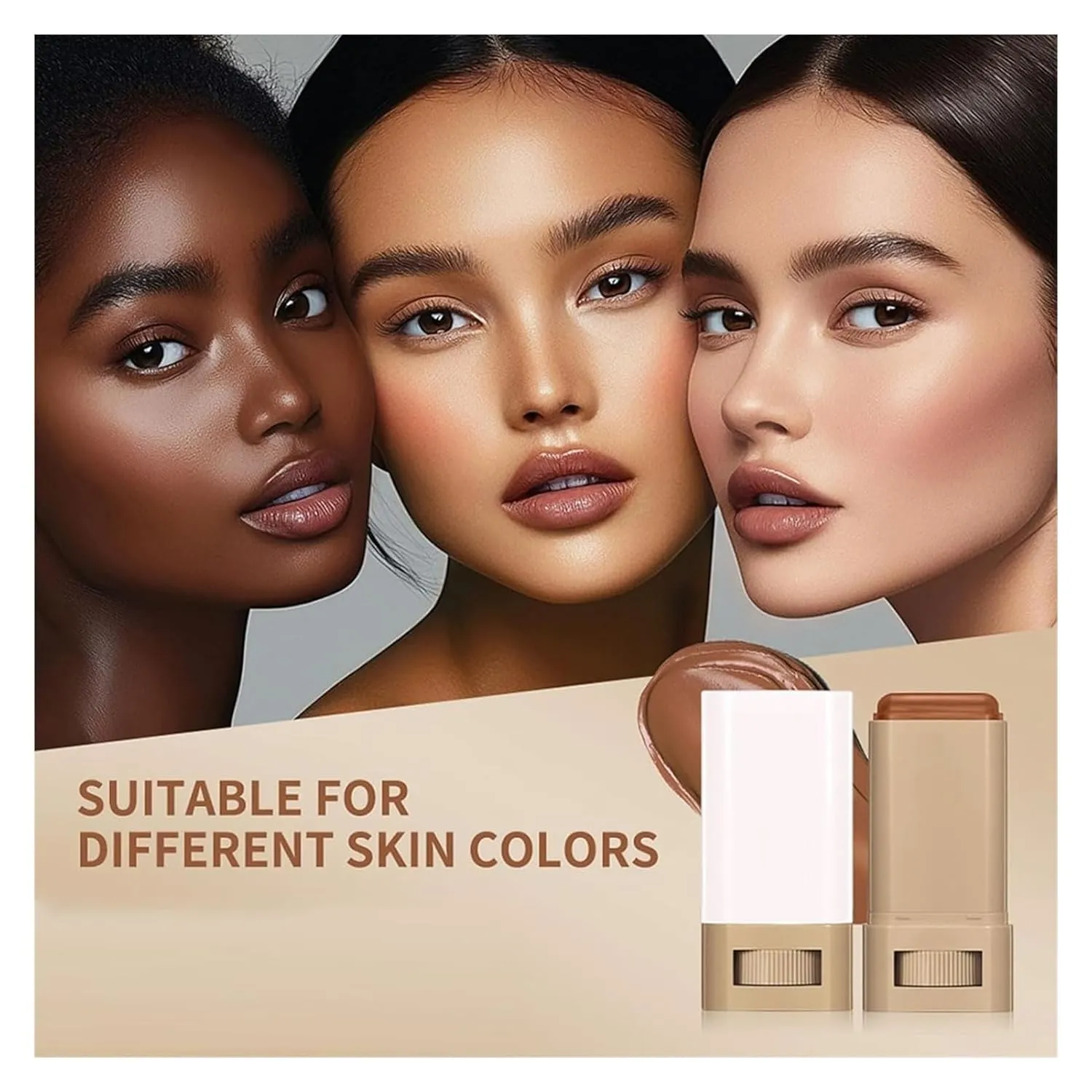 Tenddaily Foundation, Tenddaily Foundation Brush, Solid Tinted Moisturizing Serum Foundations, Full Coverage Concealer Balm, Portable Essence Stick(2#)