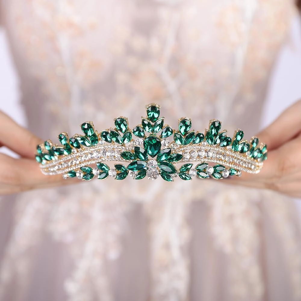 Teyglen Red Crystal Crown and Tiara for Women Wedding Rhinestone Princess Tiaras Headband Bridal Hair Accessories for Party Prom Brithday