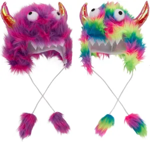 Tigerdoe Monster Hat Costume - 2 Pack Funny Crazy Hats - Monster Theme Birthday Party Supplies - Funny Furry Hats Colorful