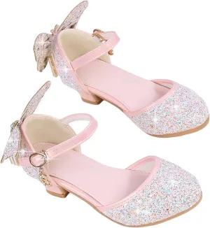 Toddler Girls Cute Butterfly Rhinestone Dress Shoes Wedding Dancing Princess Shoes Sandals