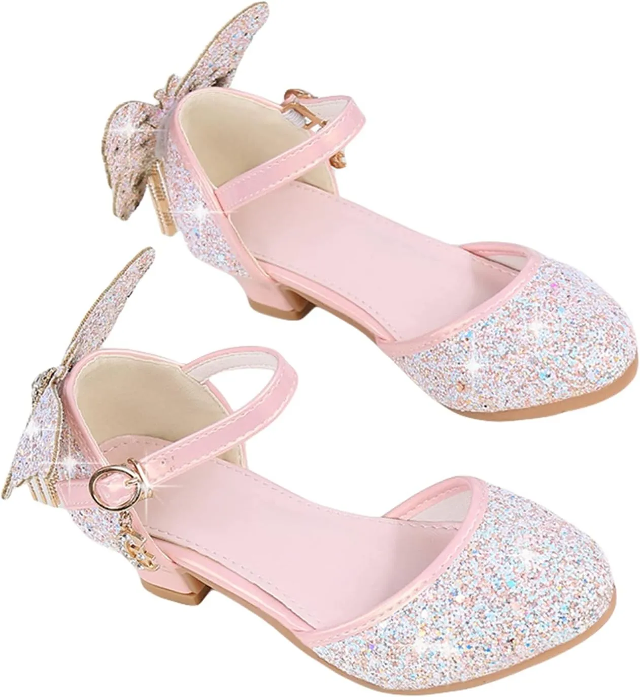 Toddler Girls Cute Butterfly Rhinestone Dress Shoes Wedding Dancing Princess Shoes Sandals
