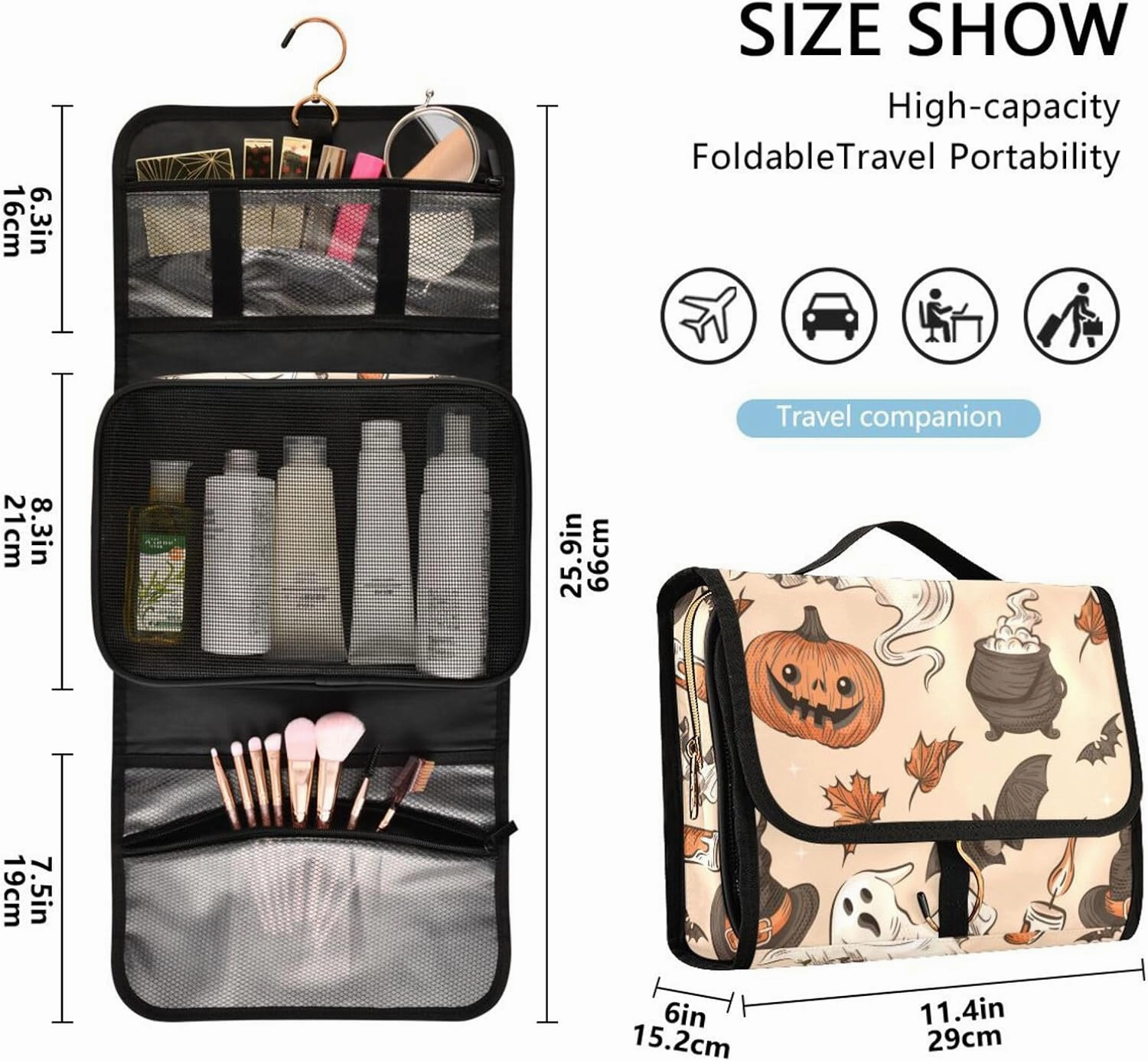 Toiletry Bags for Traveling Makeup Brush Bag Hanging Cosmetic 3 Pack Portable Travel Toiletry Bag for Men and Women,pattern 2