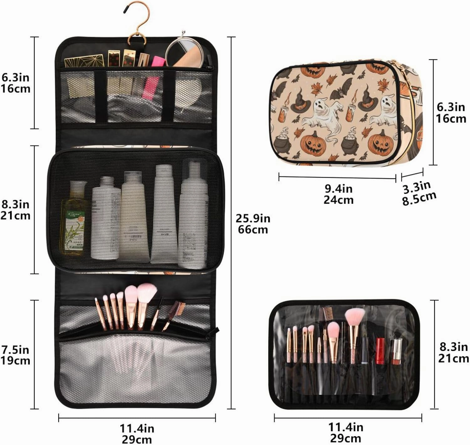 Toiletry Bags for Traveling Makeup Brush Bag Hanging Cosmetic 3 Pack Portable Travel Toiletry Bag for Men and Women,pattern 2