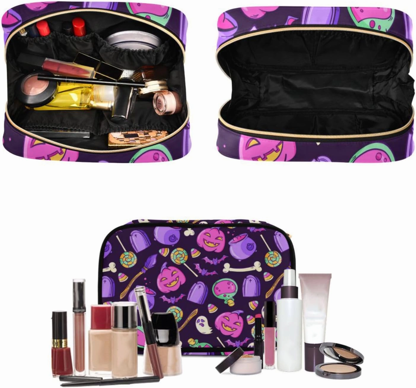 Toiletry Bags for Traveling Makeup Brush Bag Hanging Cosmetic 3 Pack Portable Travel Toiletry Bag for Men and Women,pattern 3