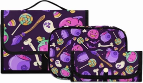 Toiletry Bags for Traveling Makeup Brush Bag Hanging Cosmetic 3 Pack Portable Travel Toiletry Bag for Men and Women,pattern 3