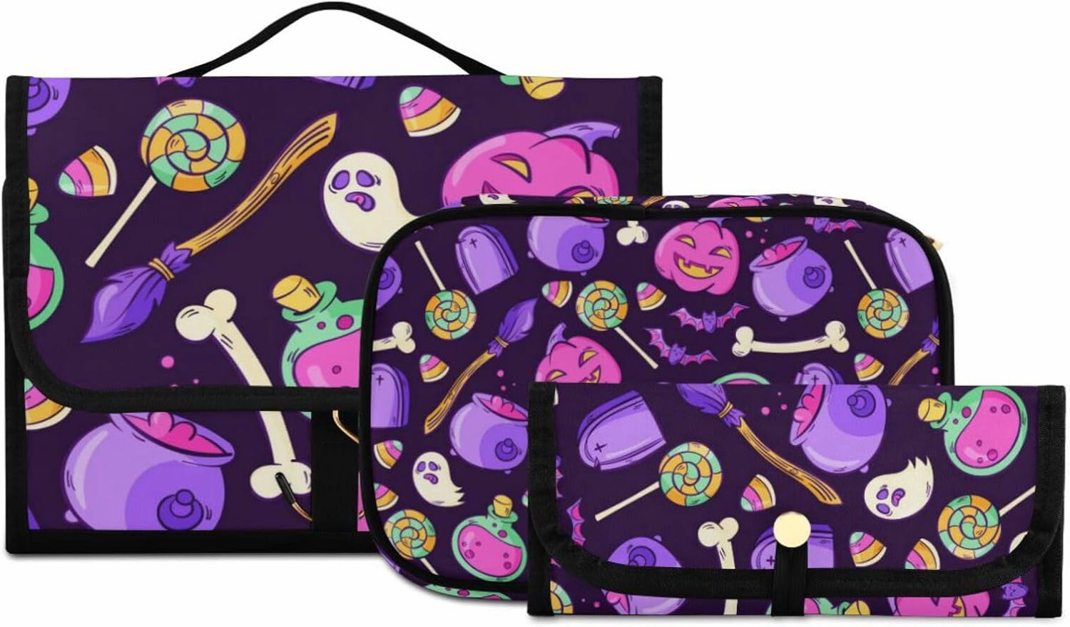 Toiletry Bags for Traveling Makeup Brush Bag Hanging Cosmetic 3 Pack Portable Travel Toiletry Bag for Men and Women,pattern 3