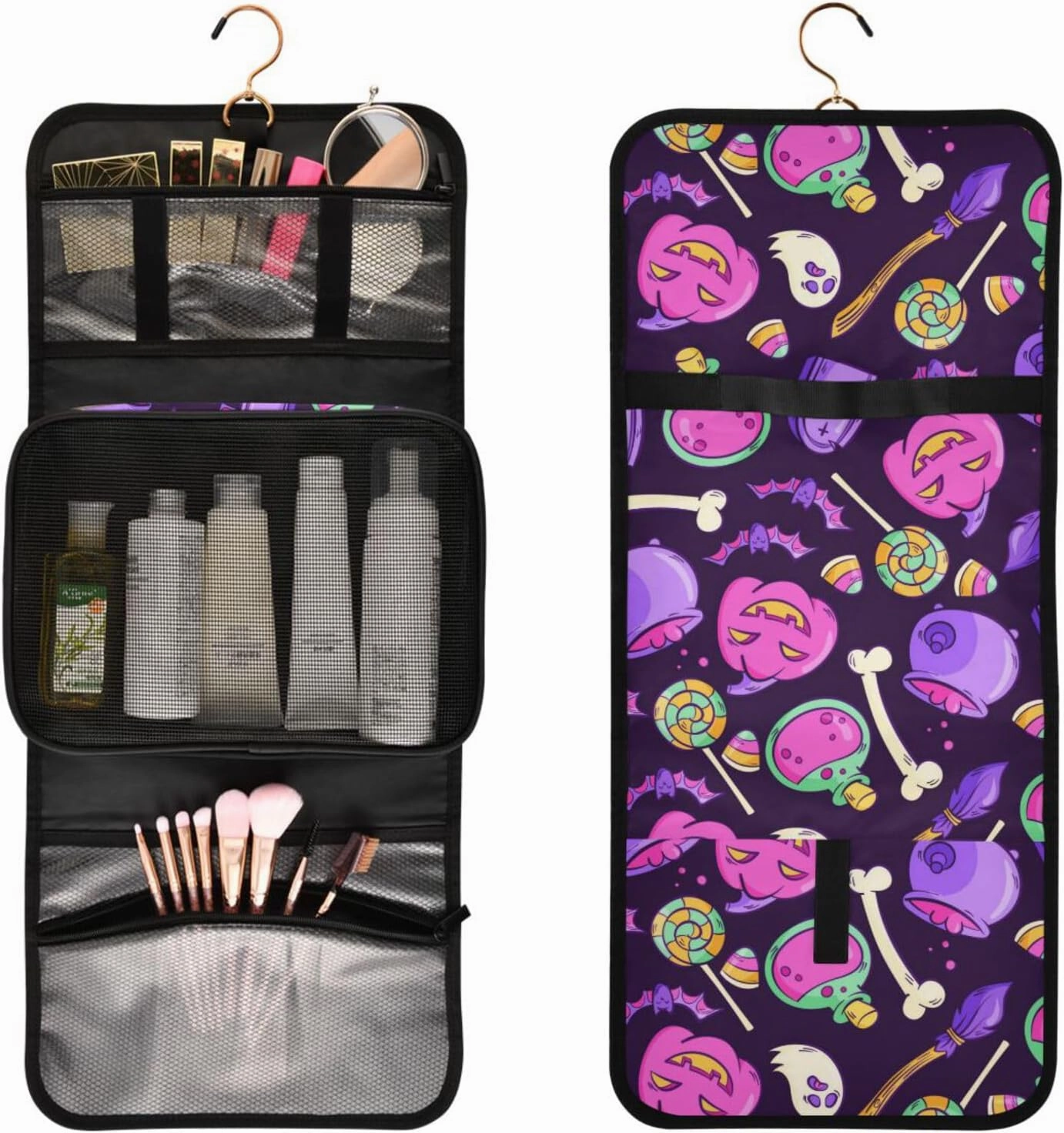Toiletry Bags for Traveling Makeup Brush Bag Hanging Cosmetic 3 Pack Portable Travel Toiletry Bag for Men and Women,pattern 3