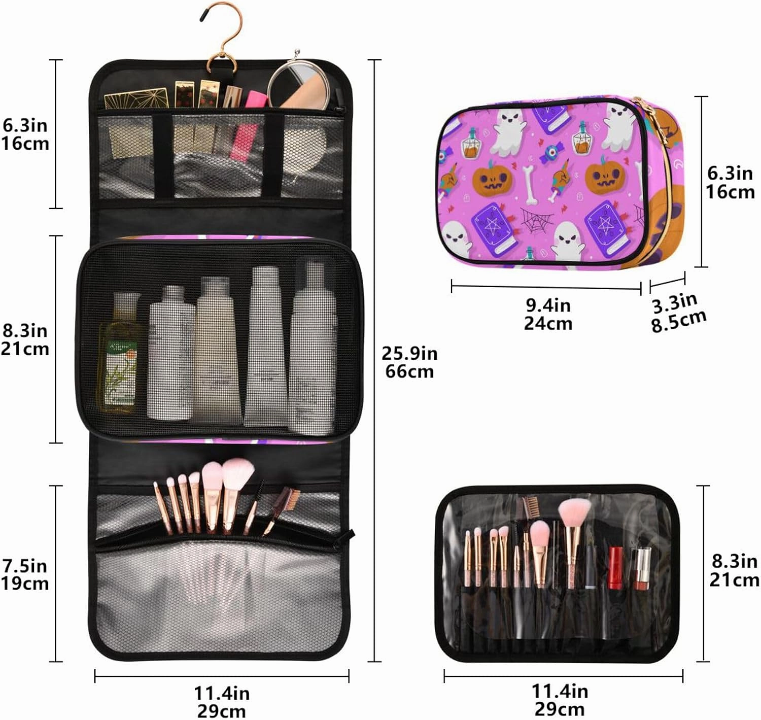 Toiletry Bags for Traveling Makeup Brush Bag Hanging Cosmetic 3 Pack Portable Travel Toiletry Bag for Men and Women,pattern 4