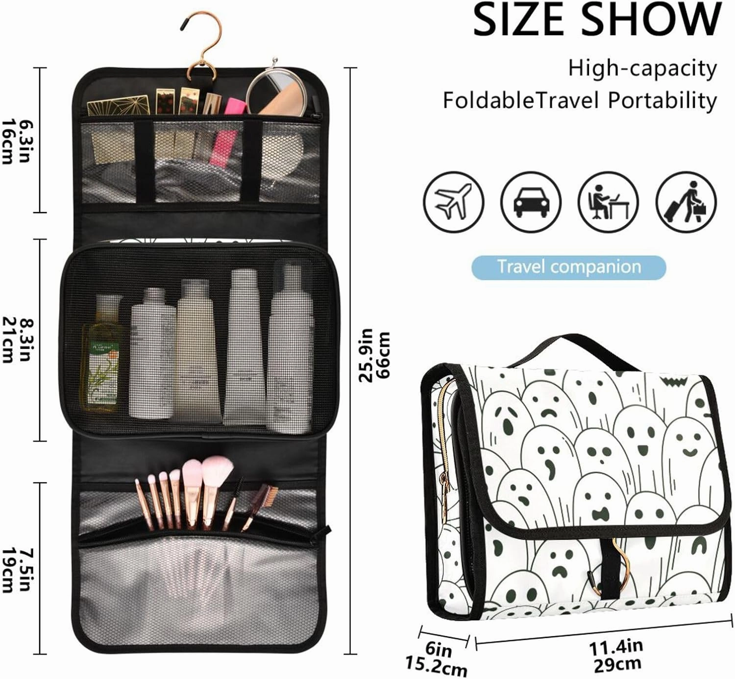 Toiletry Bags for Traveling Makeup Brush Bag Hanging Cosmetic 3 Pack Portable Travel Toiletry Bag for Men and Women,pattern 5