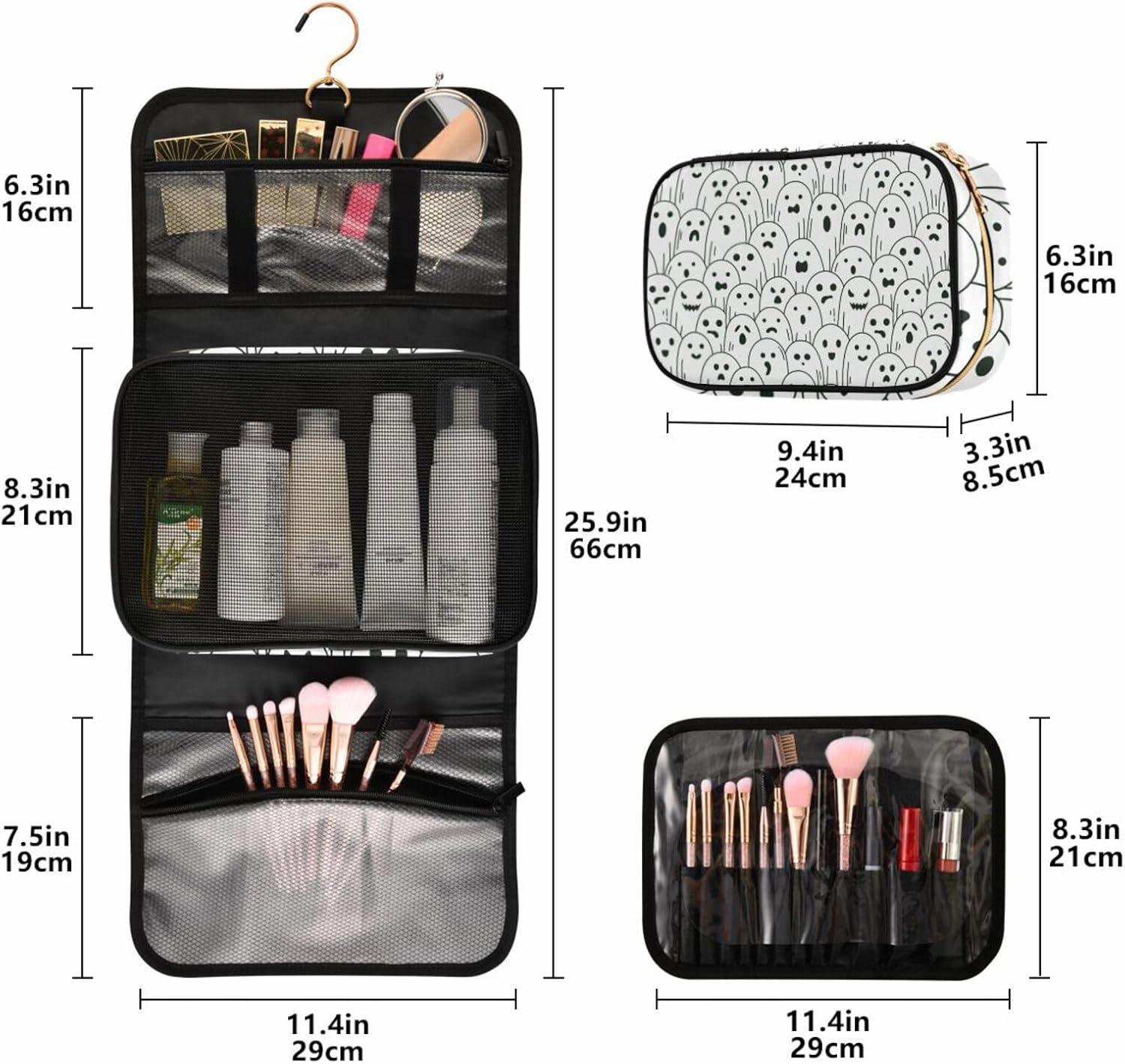 Toiletry Bags for Traveling Makeup Brush Bag Hanging Cosmetic 3 Pack Portable Travel Toiletry Bag for Men and Women,pattern 5