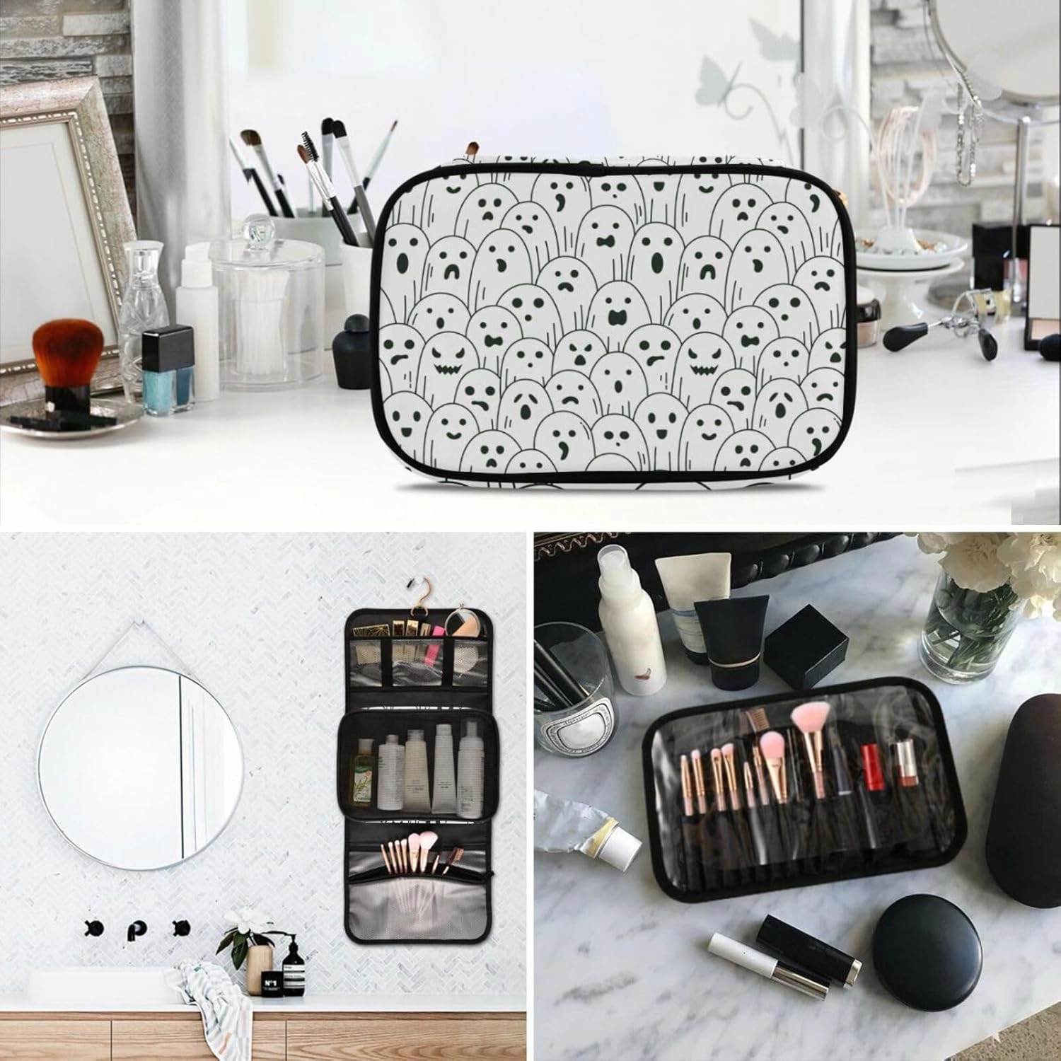 Toiletry Bags for Traveling Makeup Brush Bag Hanging Cosmetic 3 Pack Portable Travel Toiletry Bag for Men and Women,pattern 5