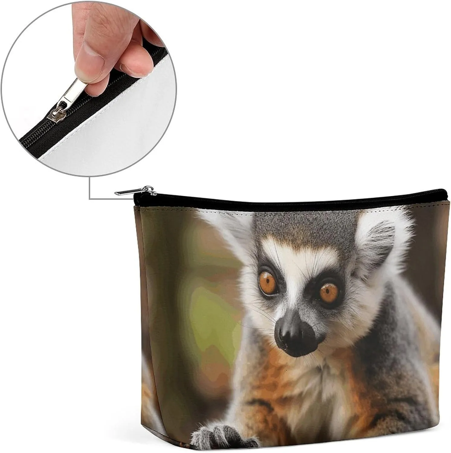 Travel Makeup Bag Portable Cosmetic Bag Monkey Lemur Cute Makeup Storage Bag for Women/girl