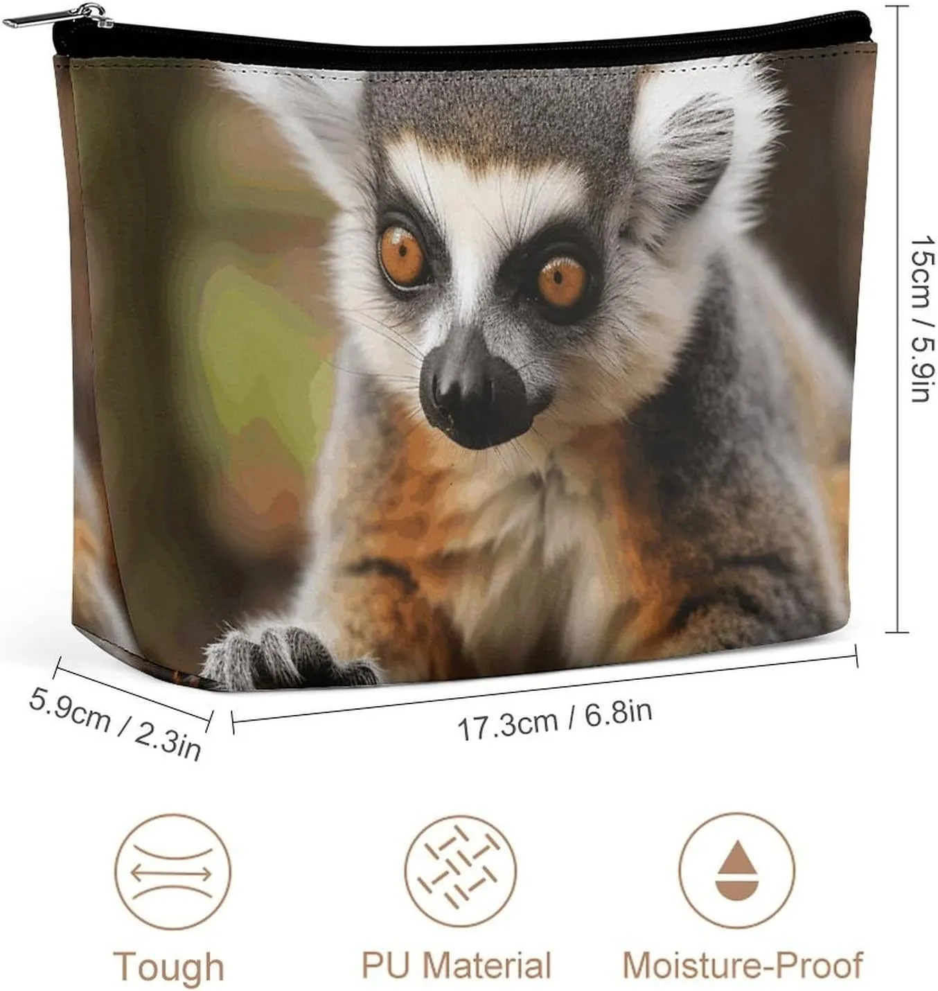 Travel Makeup Bag Portable Cosmetic Bag Monkey Lemur Cute Makeup Storage Bag for Women/girl