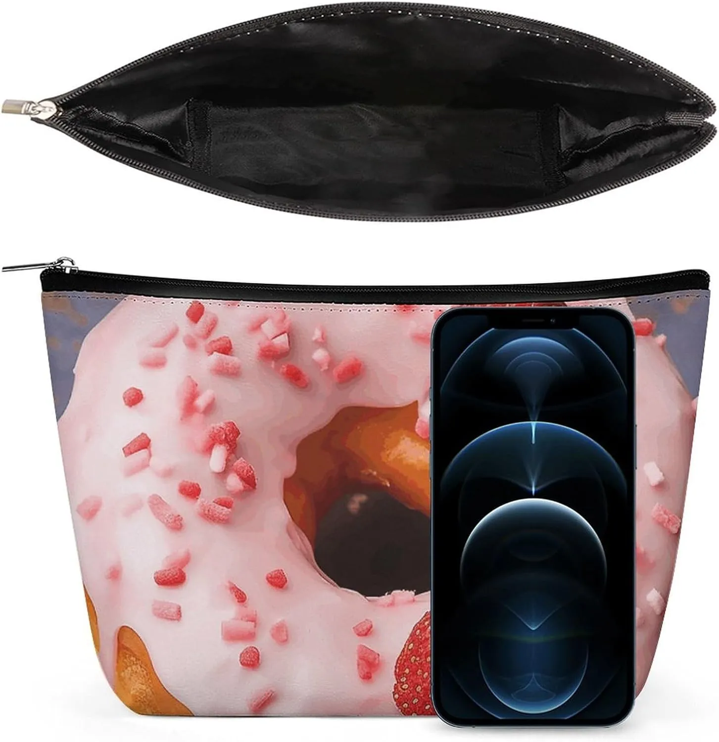 Travel Makeup Bag Portable Cosmetic Bag Strawberry Donut Makeup Storage Bag for Women/girl