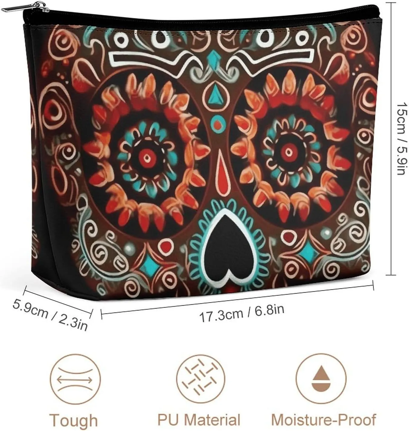Travel Makeup Bag Portable Cosmetic Bag Sugar Skulls Day of The Dead Makeup Storage Bag for Women/girl