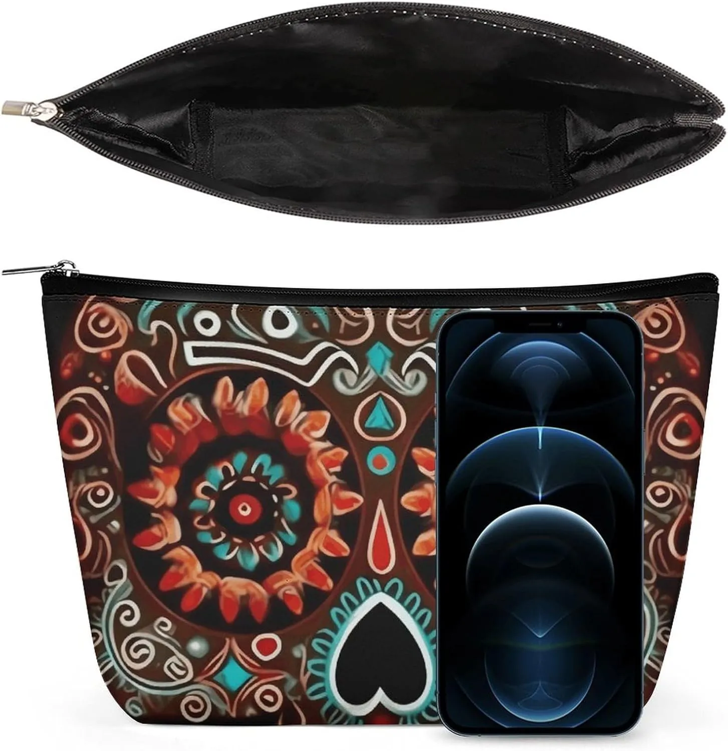 Travel Makeup Bag Portable Cosmetic Bag Sugar Skulls Day of The Dead Makeup Storage Bag for Women/girl