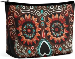 Travel Makeup Bag Portable Cosmetic Bag Sugar Skulls Day of The Dead Makeup Storage Bag for Women/girl