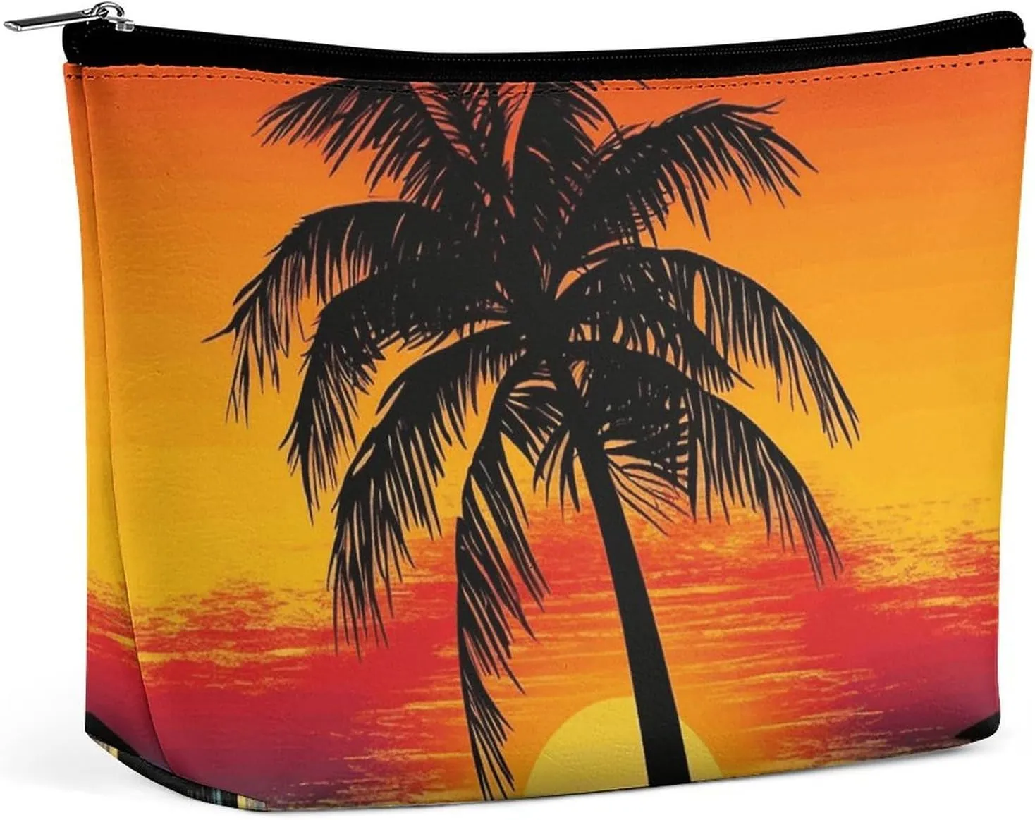 Travel Makeup Bag Portable Cosmetic Bag Sunset Palm Tree Makeup Storage Bag for Women/girl