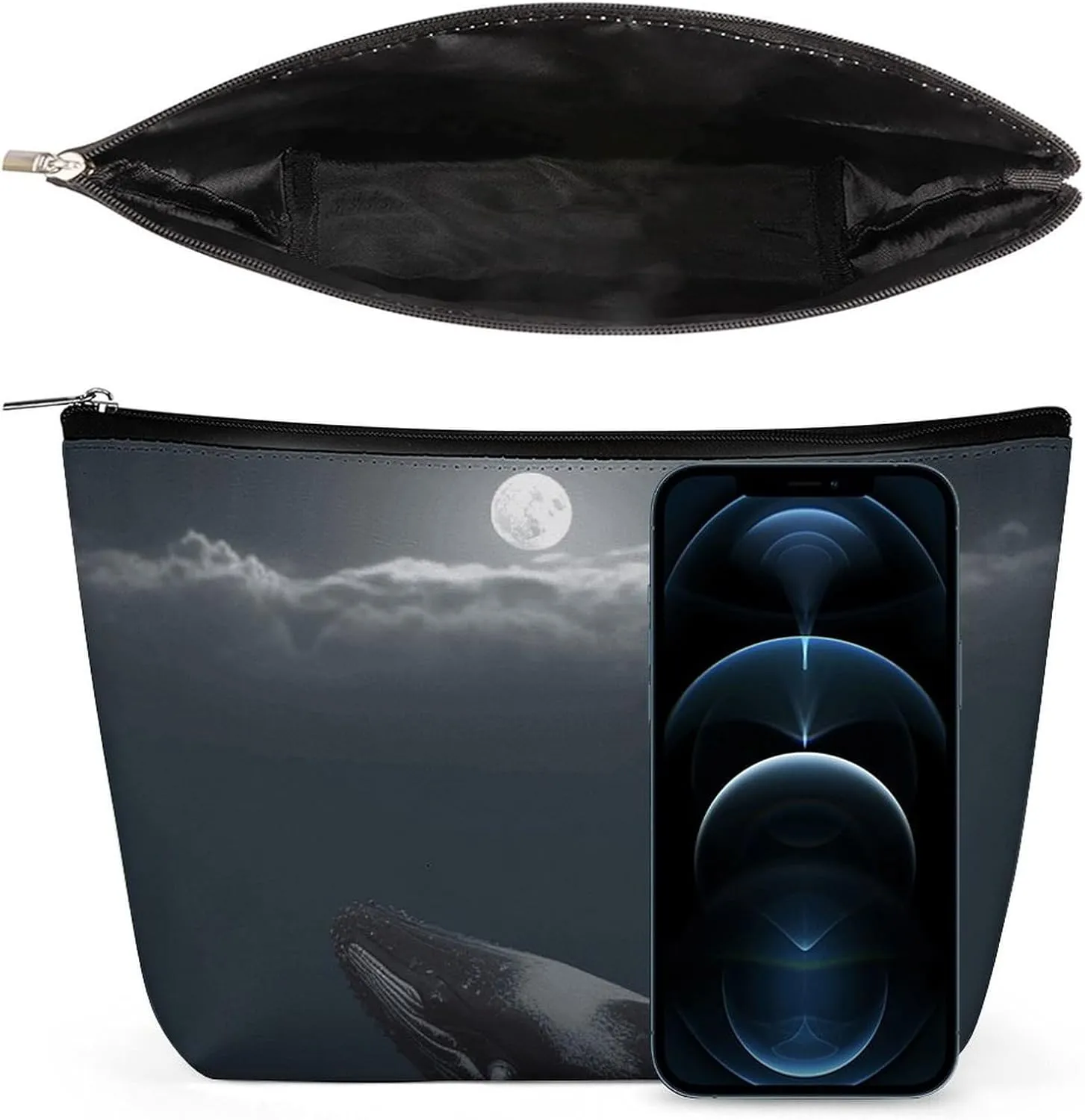 Travel Makeup Bag Portable Cosmetic Bag Whale Full Moon Makeup Storage Bag for Women/girl