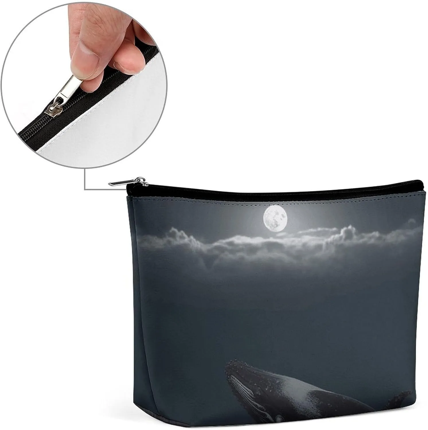 Travel Makeup Bag Portable Cosmetic Bag Whale Full Moon Makeup Storage Bag for Women/girl