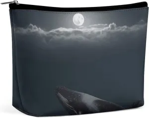 Travel Makeup Bag Portable Cosmetic Bag Whale Full Moon Makeup Storage Bag for Women/girl