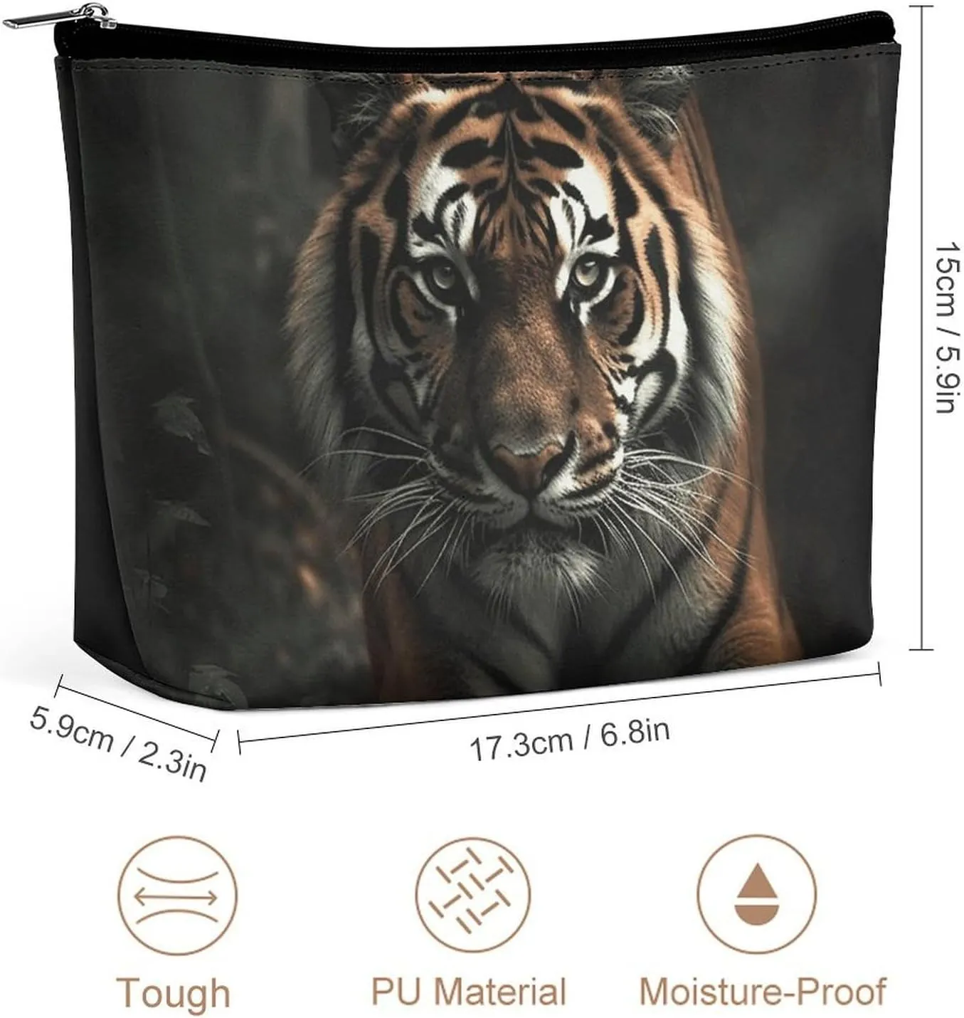 Travel Makeup Bag Portable Cosmetic Bag Wild Animals Tiger Makeup Storage Bag for Women/girl