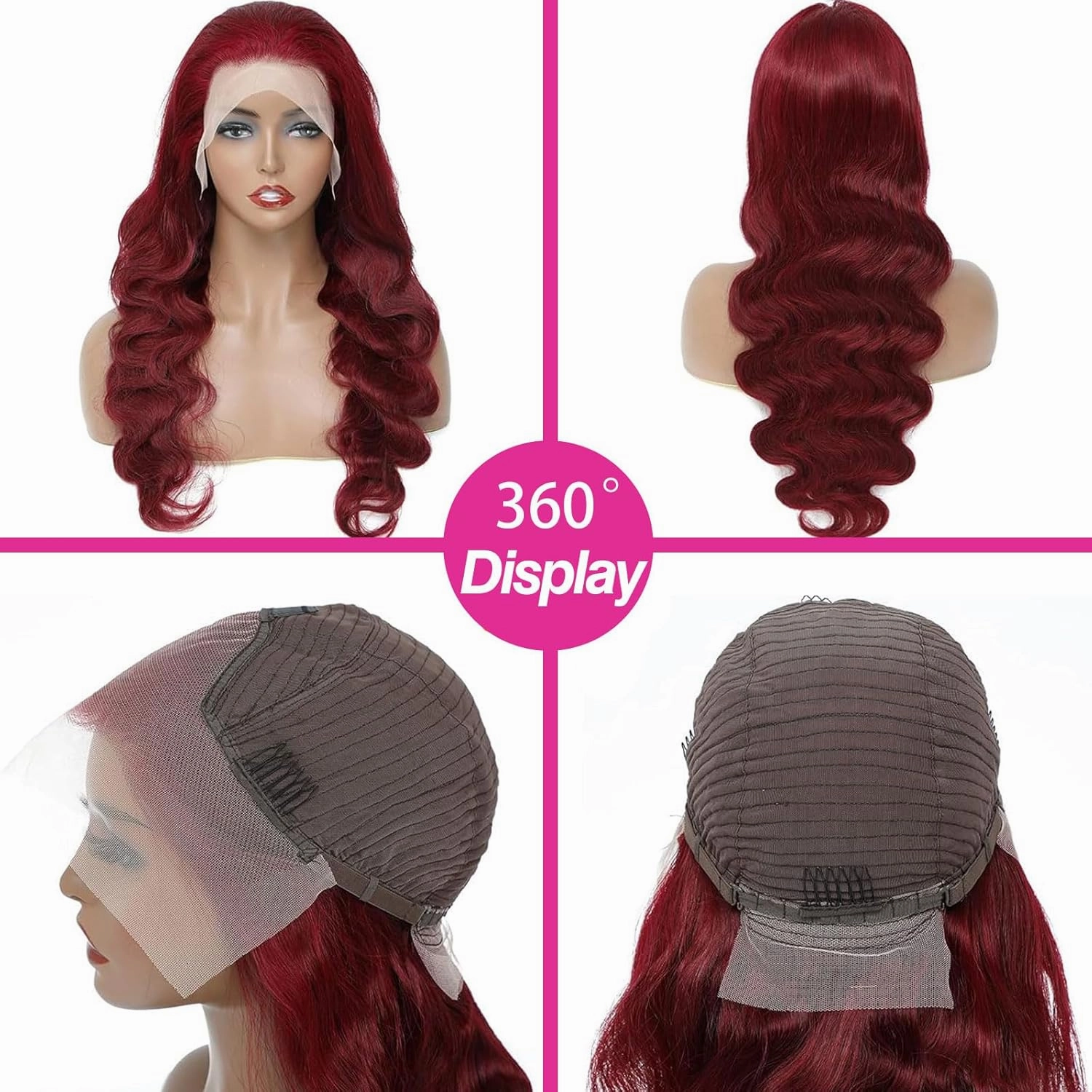 ULRICA Burgundy Lace Front Wigs Human Hair Wigs for Women Body Wave Burgundy Wig Human Hair Pre Plucked 13x4 HD Lace 99J Wine Red Lace Front Wig 26 Inch 180% Density